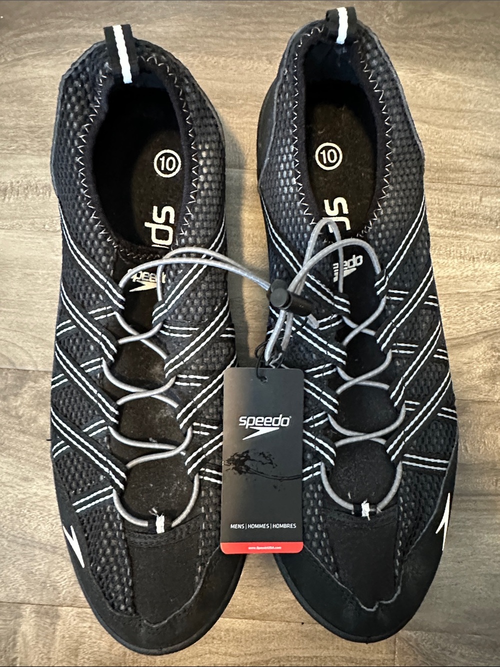 Speedo Men’s Black and White Water Shoes Size 10 NWT